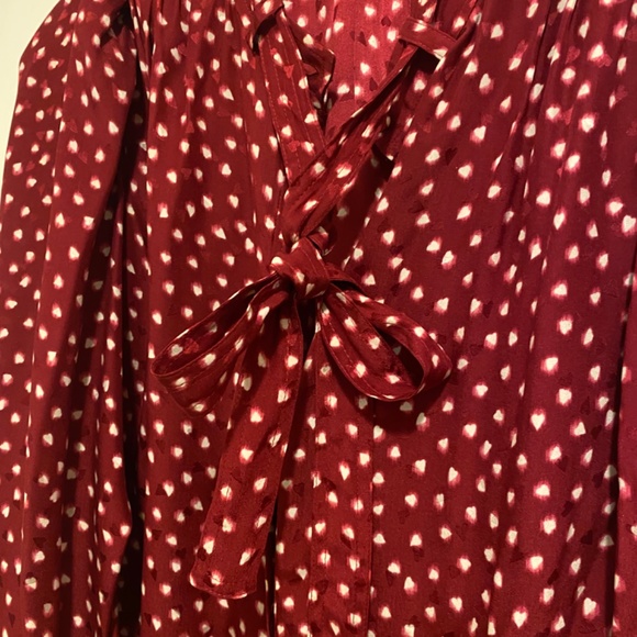 Rebecca Taylor BLURRY HEART SILK TIE NECK BLOUSE - Picture 5 of 7